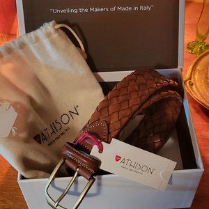 Italian Athison Woven Leather Belt (Large) (Hand Made)